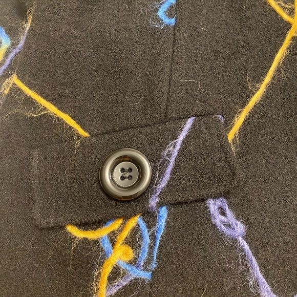 Luciano Dante Jacket Womens Size M Black with Yarn detail 100% Wool Coat black - Picture 9 of 10